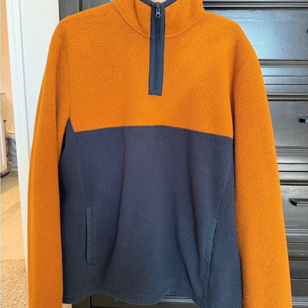 Sonoma Men's Zip-Up Sweater in Orange and Navy